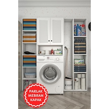 Kenzlife Membran Çamaşır Makinesi Dolabı Sinemmega Byzbyz Panjur 180 156 30 Mebran Kapak Suntalam Gövde Kapaklı Arkalıklı Raflı Beyaz