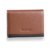 Guard Leather Guard Taba - Kahverengi Çift Renk Bölmeli Hakiki Deri Kartlık Çok Renkli