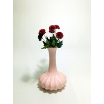 32 Cm Tırıklı Seramik Pembe Karanfilli Vazo