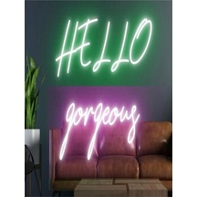Twins Led Hello Gorgeous Yazılı Neon Tabela Yeşil-pembe Model:model:20313366