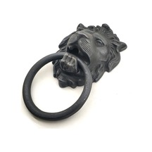 Antika Tarz Dekoratif Pirinç Aslan Kapı Tokmağı, Taktak - 102x130 Mm, Oksit Kapı Kilidi