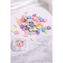 Kawaii Pastel Kalp Nail Charm 3d Tırnak Süsü Karışık Renk No:02