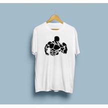 Oversize Gym / Fitness Tasarımlı Unisex T-shirt Beyaz