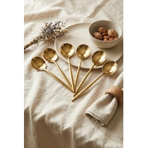 6'lı Lüks Gold Paslanmaz Çelik Yemek Kaşığı Seti 21 Cm Gold - Gümüş