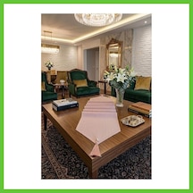Bezos Çizgili Tek Runner, Colber Tek Runner 40x140cm Pudra Dmc