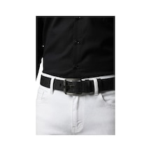 Deepsea Siyah %100 Hakiki Deri Erkek Spor Kemer Kare Desenli Kolay Kısaltılabilir Kot Pantolon Kemeri 2602681