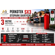 Als - Sx3 3 Metre Kollu Otomatik Otopark Bariyeri Uzaktan Kumandalı 60w İnce Gövde