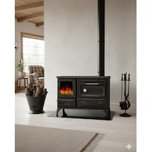 Reyo Stove Kırkgöze Büyük Camlı Fırınlı Şömine Soba