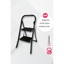 Portalife 2 Basamaklı Beyaz Çelik Merdiven Ekstra Güvenli & Ultra İnce Katlanabilir Tasarım