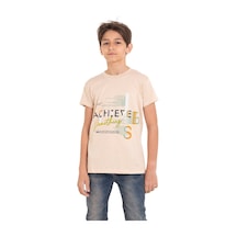 Bej Achive Baskılı Bisiklet Yaka 13-16 Yaş Tişört 2011-2 Bej