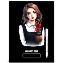 Siyah Sayfalı Defter A4-a5 Güzel Kız 60 Sayfa Beyaz Kalem Hediy Siyah Sayfalı Defter A4-a5 Güzel Kız 60 Sayfa Beyaz Kalem Hediy