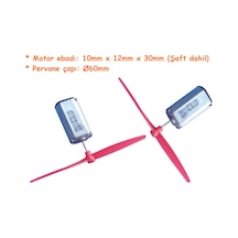 Mikro Motor 2 Adet Tek Kanat Pervane 2 Adet