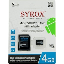 Syrox 4 GB MicroSDHC Hafıza Kartı + Adaptör