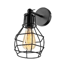 Riolight Retro2,rustik,vintage Siyah Kafes 1xe27 Duylu Metal Duva Siyah