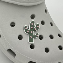 Crocs Terlik Süsü Ve Aksesuarı , Çanta Süsü Jibbitz Kaktüs 02 Görsel Figür Aksesuar Koyu Yeşil-pembe-beyaz