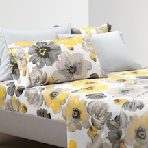 Leah Yumuşak Çarşaf Seti Sarı/gri 6 Parça Queen Çok Renkli