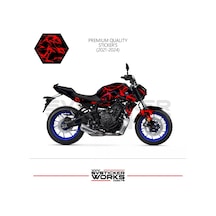 Mt-07 2021-2024 Kaplama Sticker Şimşek Yıldırım Motor Kaplama Modeli Hazır Kit 2021-2024 Uyumlu Kırmızı