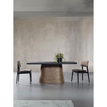 Barocco İtalyan Still Oval Ahşap Yemek Masası 100x200 Ceviz - Siyah