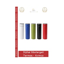 Termos Paslanmaz Çelik Vakumlu Sızdırmaz Akıllı Led Ekranlı Dijital Göstergeli Termos Kırmızı