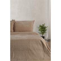 Merinos Modern Line Çift Kişilik 3 Parça Battaniye Seti Bej