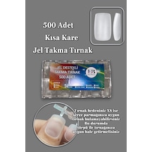 500 Adet Yeni Nesil Jel Destekli Kare Kısa Takma Tırnak Önceden Törpülenmiş Kısa Kare
