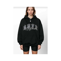 Kozia Outdoors Malkoçbey Bhwr Baskılı Oversize Unisex Siyah Kapüşonlu Swetşirt Siyah Siyah