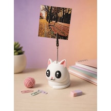Kedi Notluk & Fotoğraf Tutucu Dekoratif Masa Düzenleyici Beyaz
