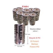 8 Adet D Pil El Feneri Radyo Domuz Feneri Pili Ölçüyü Dikkate Alınız 32mmx60mm