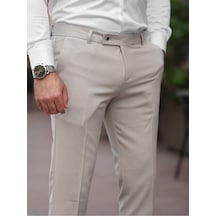 A Kalite Slim Fit Likralı Kumaş Pantolon Krem