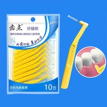 10 Adet/paket Ortodonti Diş Arayüz Fırçaları Diş Braketi Tel Yumuşak Kıllar Sarı