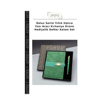 Delux Serisi Yıllık Hatıra Yazı Aracı Kırtasiye Ürünü Hediyelik Defter Kalem Set Çok Renkli