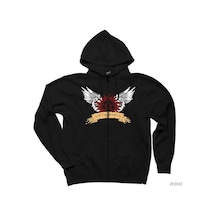 Supernatural Non Timebo Mala Siyah Fermuarlı Kapşonlu Sweatshirt