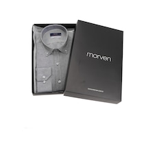 Morven Slim Fit Düğmeli Yaka Oxford Kolay Ütülenebilir Pamuklu Kutulu Uzun Kollu Gömlek