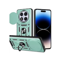 Newface Xiaomi Redmi Note 14 Pro Plus Kılıf Pars Lens Yüzüklü Silikon - Yeşil