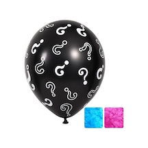 Siyah Soru İşaretli Cinsiyet Belirleme Balonu 24 İnç Mavi Ve Pembe Konfetili Gender Reveal Balonu
