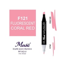 Çift Uçlu Marker Grafik Çizim Kalemi 121 Floresan Kırmızı