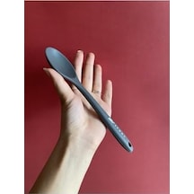 Silikon Kısa Derin Kaşık, 20 Cm, Isıya Dayanıklı, Gri, 2 Adet