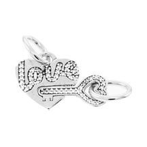 Ayrılabilir Kalp Love Yazılı Ve Anahtar Sallantılı Gümüş Charm