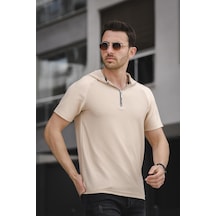 Allard Ottoman Kumaş Slim Fit Fermuarlı Kapüşonlu Erkek Tshirt 001