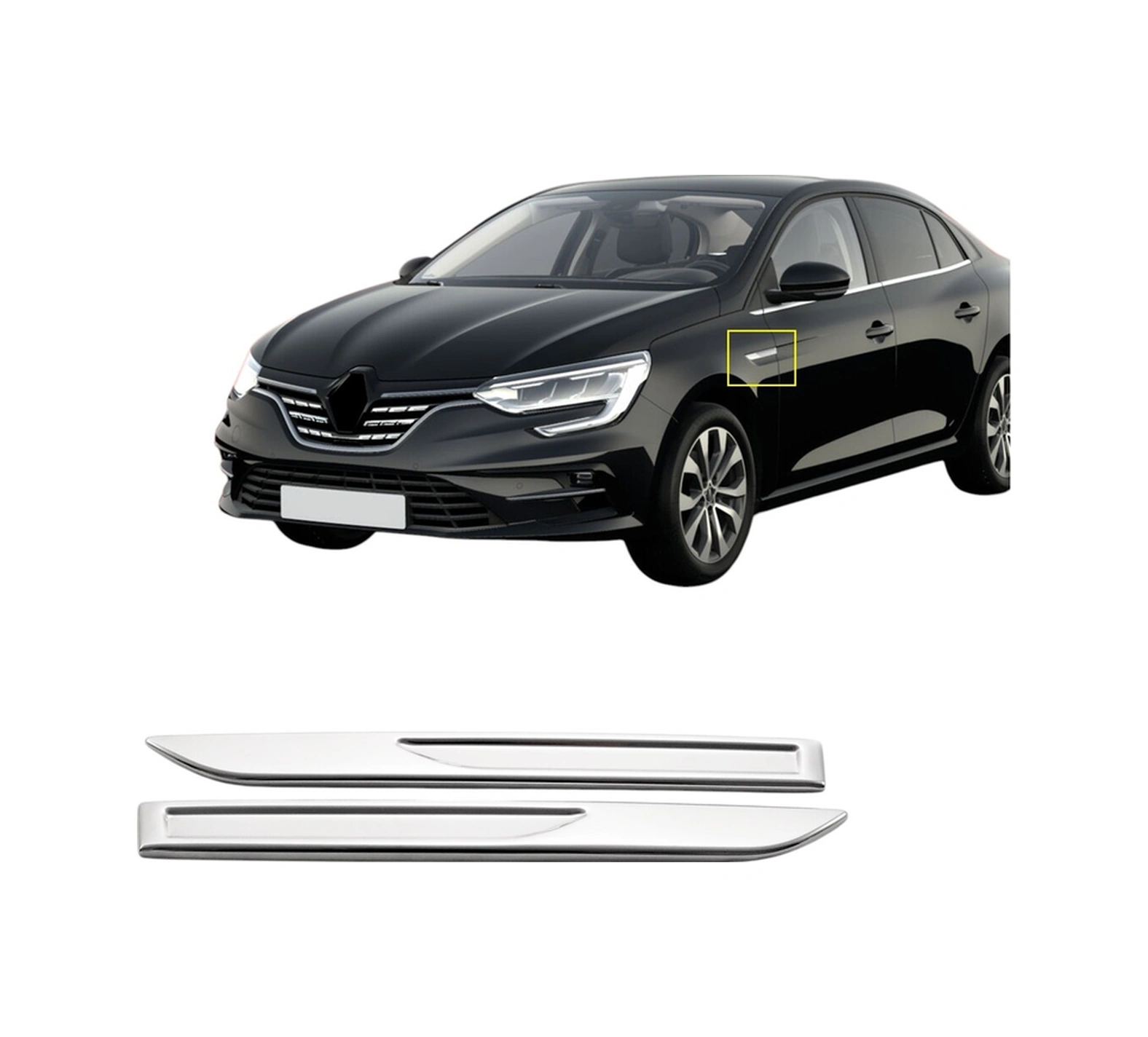 Ueskrom Renault Megane 4 Uyumlu Krom Çamurluk Sinyal Çıtası 2 Prç. 2020 Üzeri