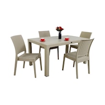 Depootoptan Mandella Elit Rattan 90 x 150 CM 4 Kişilik Elit Sandalye Masa Takımı C