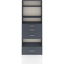 Arges Dolap 4 Raflı 4 Çekmeceli 88x30x243 Antrasit-antrasit Antrasit