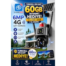 O-kam 7015 4g 6mp Dual Lens Güneş Panelli Solar Sirenli Güvenlik Kamerası 1 Yıl İnternet