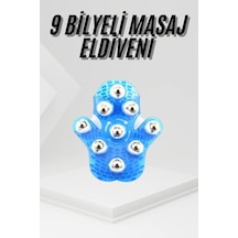 9 Bilyeli Masaj Eldiveni Tüm Vücut Masajına Uygun Kafa Masaj Aleti Mavi