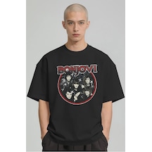 Bonjovi Rock Metal Müzik Grubu Baskılı Unisex Oversize Premium Ti Siyah