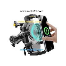 Titreşim Engelleyicili Kablosuz Şarjlı Motosiklet Telefon Tutucu