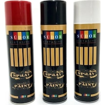 Spr100 Spray Boya 200ml 3 Renk 3'lü Siyah-kırmızı-beyaz Karışık Renk