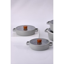 Neoflam Fika Cam Kapaklı Alüminyum 2'li Sahan Set 20 - 22cm Gri
