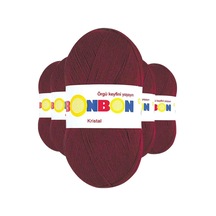 5 Adet Kristal El Örgü Lif İpi Bordo 98220 - Bonbon Mudanis