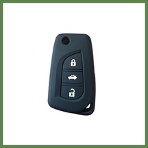 Bezos Toyota Corolla Auris Yaris Avensis Anahtar Uyumlu Silikon Oto Anahtar Kumanda Kabı Kılıf Siyah Hb006